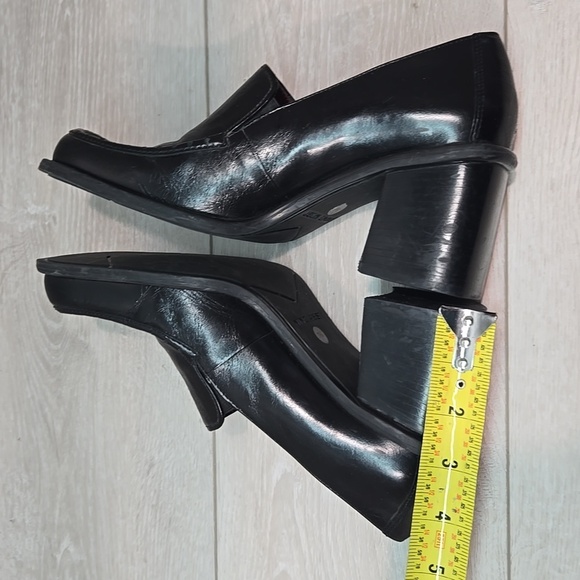 Vintage Nine West Kinetic Leather Y2k Women's Loafers Square Toe Heel Shoes 7.5M - Picture 8 of 12